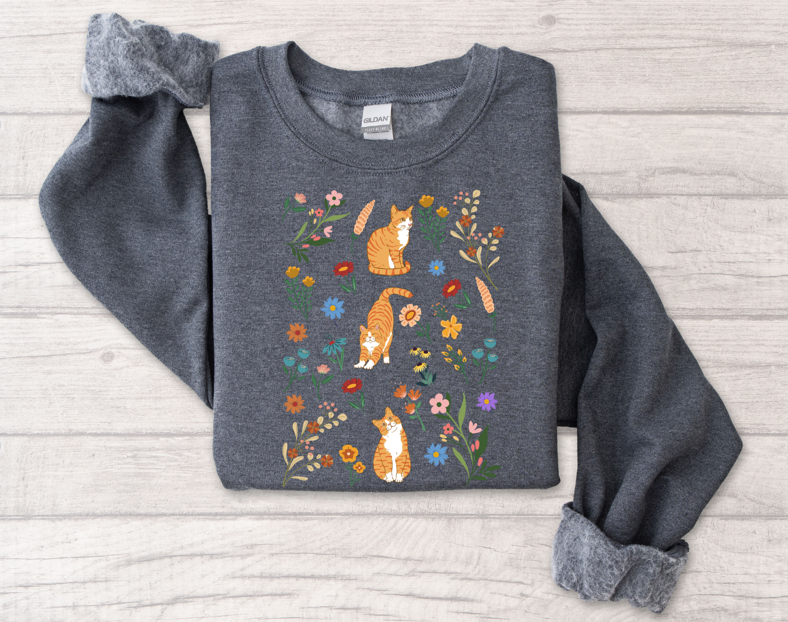 ★関税/送料込★VIVASTUDIO★Cat Sweatshirt Kitten-looking-up ユニセックス スウェット - hiromiyastore